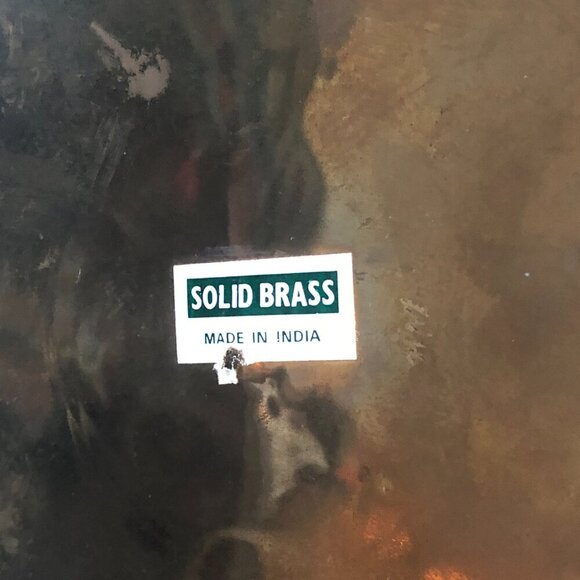 Vintage set of two floral brass and enamel plates - Picture 10 of 16